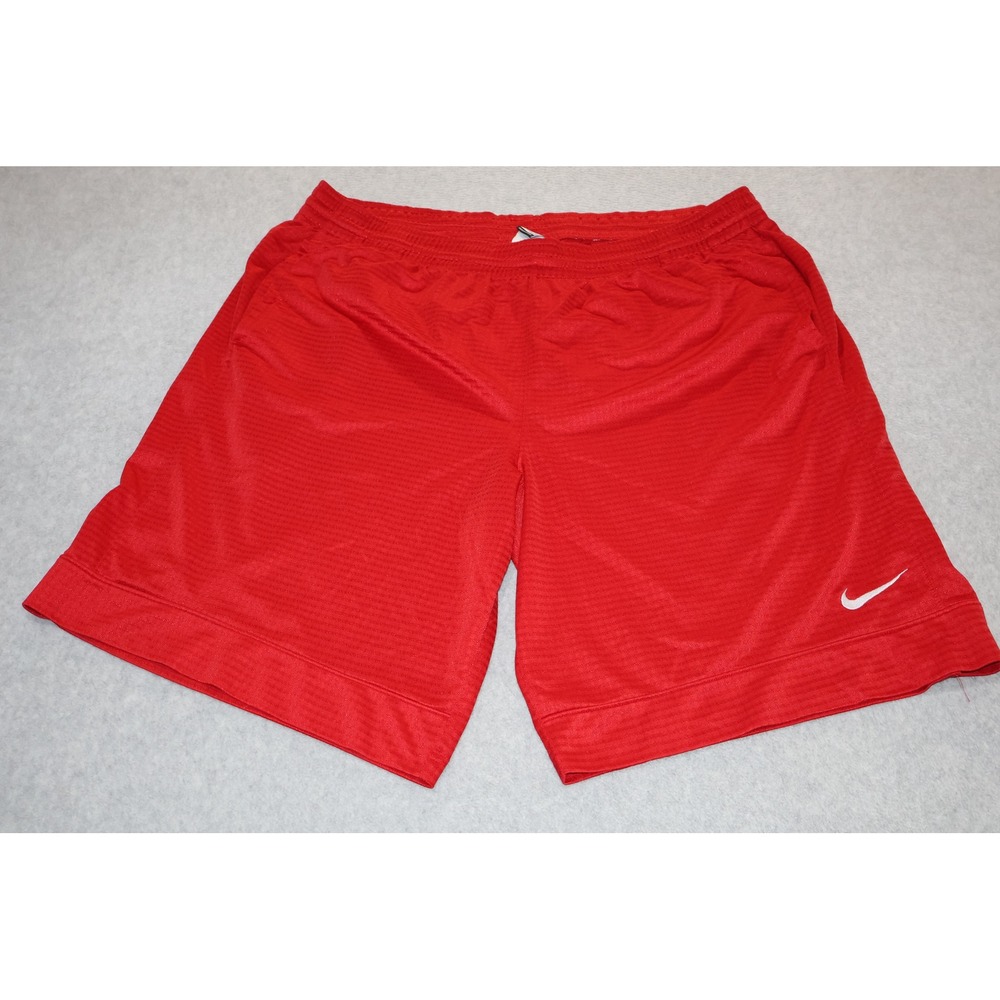 Nike Basketball Shorts Mens XXL Red Mesh Swoosh Logo Athletic Gym Workout **
